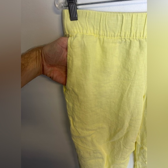 PureJill Garment Died 100% Linen Butter Yellow Pull on pants Size S Natural - Picture 4 of 13